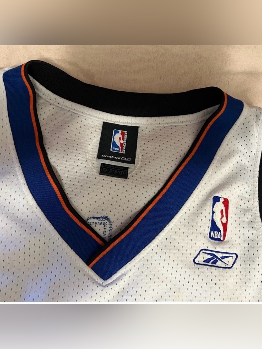 Team Apparel New York Knicks White Orange & Blue Basketball Jersey #20 - Picture 4 of 9